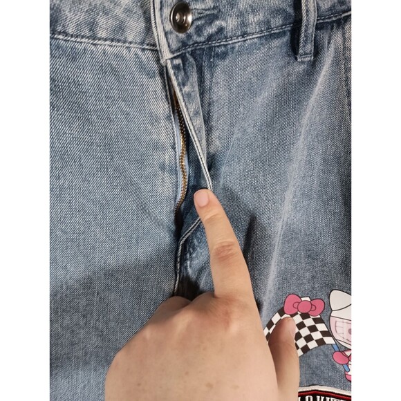 Hello Kitty and Friends Sanrio Racer Patches Wide Leg Light Jeans Size 15 - Picture 4 of 13